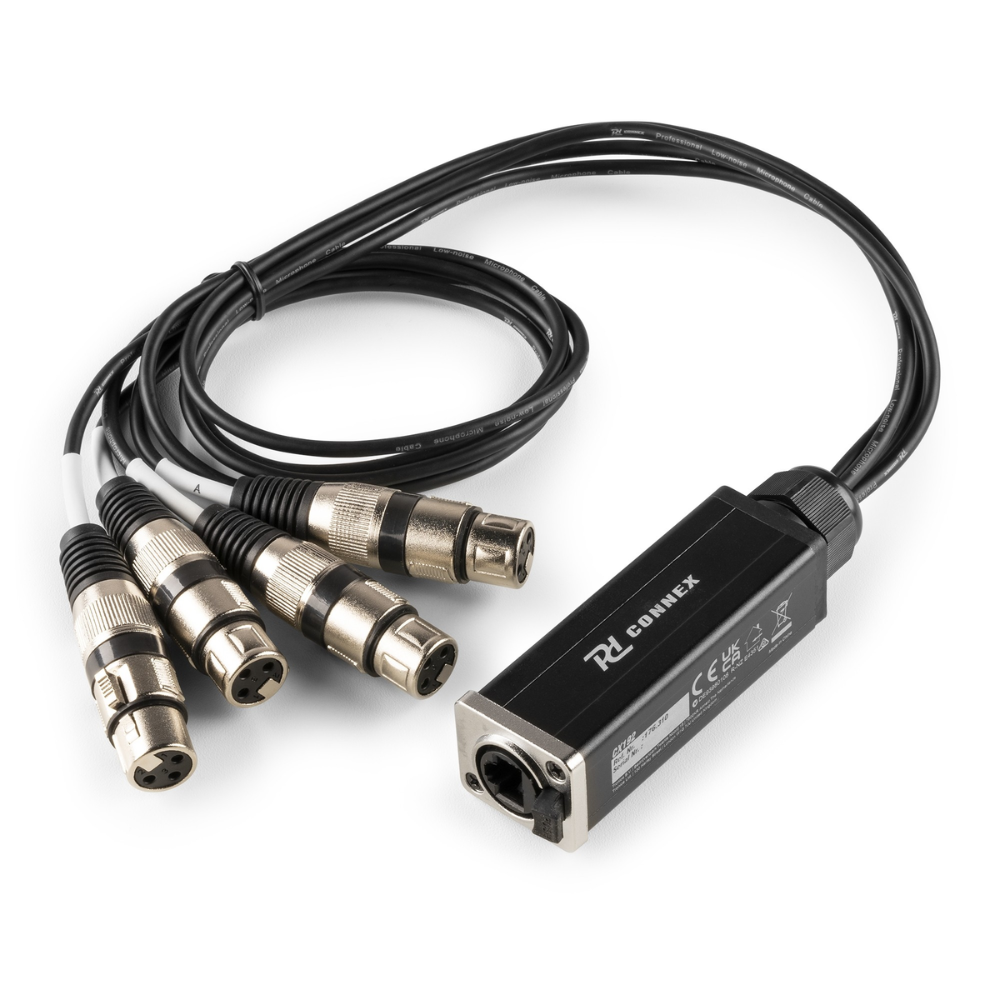 PD-Connex CX192 Audio & DMX adapter 4x 3p XLR female naar CAT 70cm