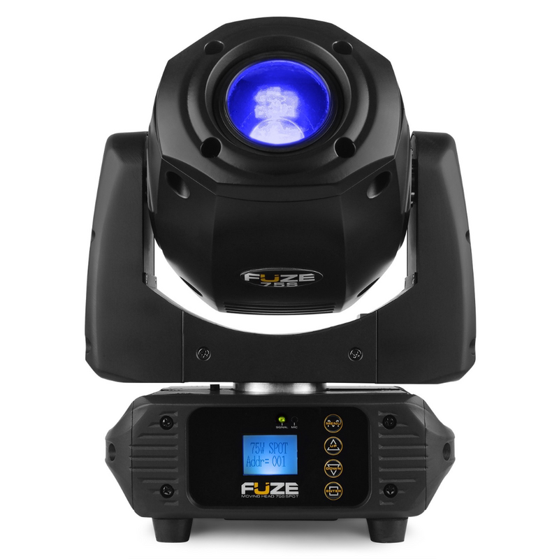 2x Fuze75S LED Spot moving head met flightcase