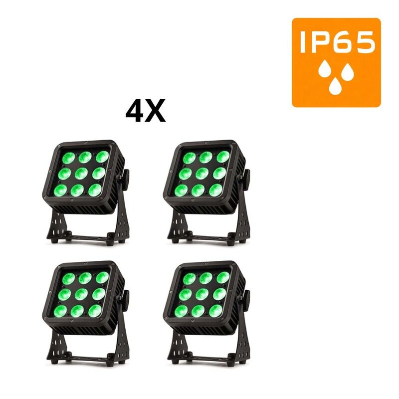 4x StarColor75 LED flood light voor buiten 9x 8W RGBA IP65