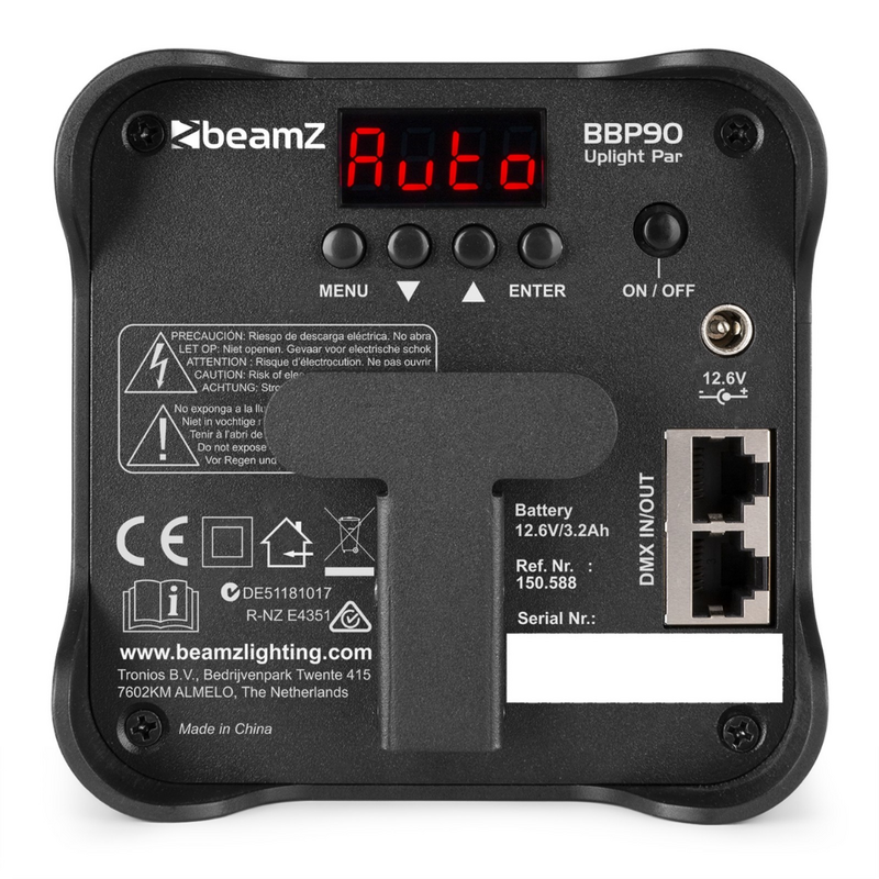 BBP90 verticale LED par op accu 4x 4W RGB-UV