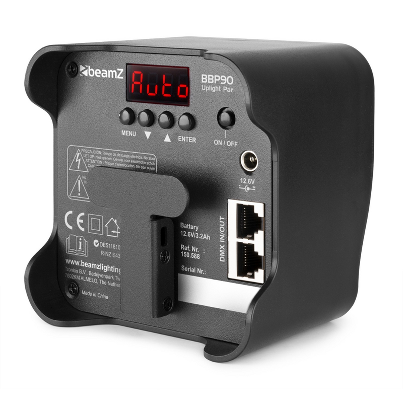 BBP90 verticale LED par op accu 4x 4W RGB-UV