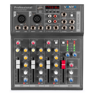 Vonyx  VMM-F401 4-kanaals mixer met USB & MP3-speler