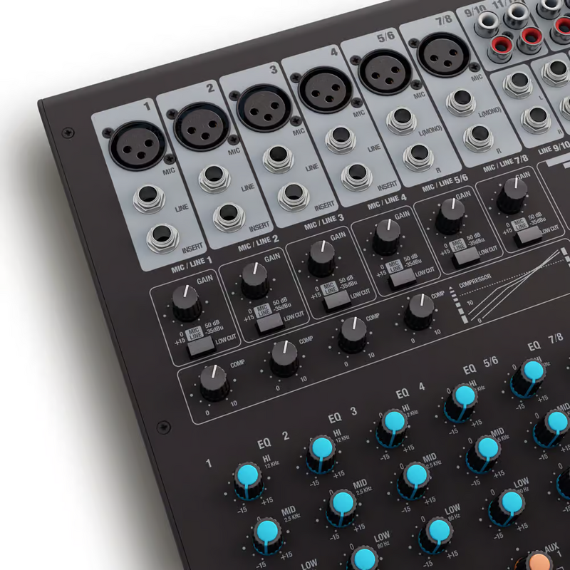 VIBZ 12DC 12-kanaals PA-mixer met effecten en compressor