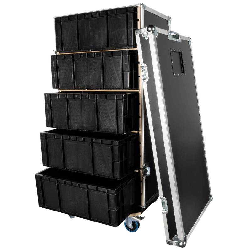 Storage Case 1 Flightcase met 5 kratten