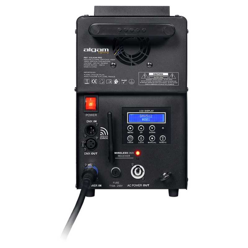 Vulkan Pro verticale rookmachine met LEDs & CO2-effect 1500W