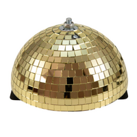 Halve spiegelbol 20cm met motor goud