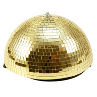 Halve spiegelbol 30cm met motor goud