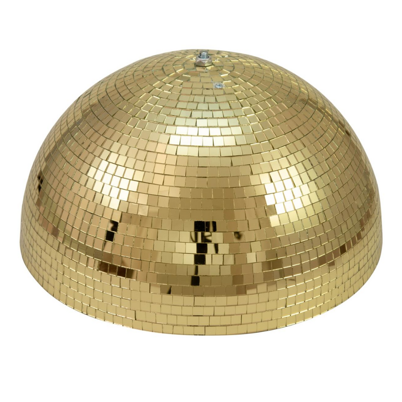 Halve spiegelbol 50cm met motor goud