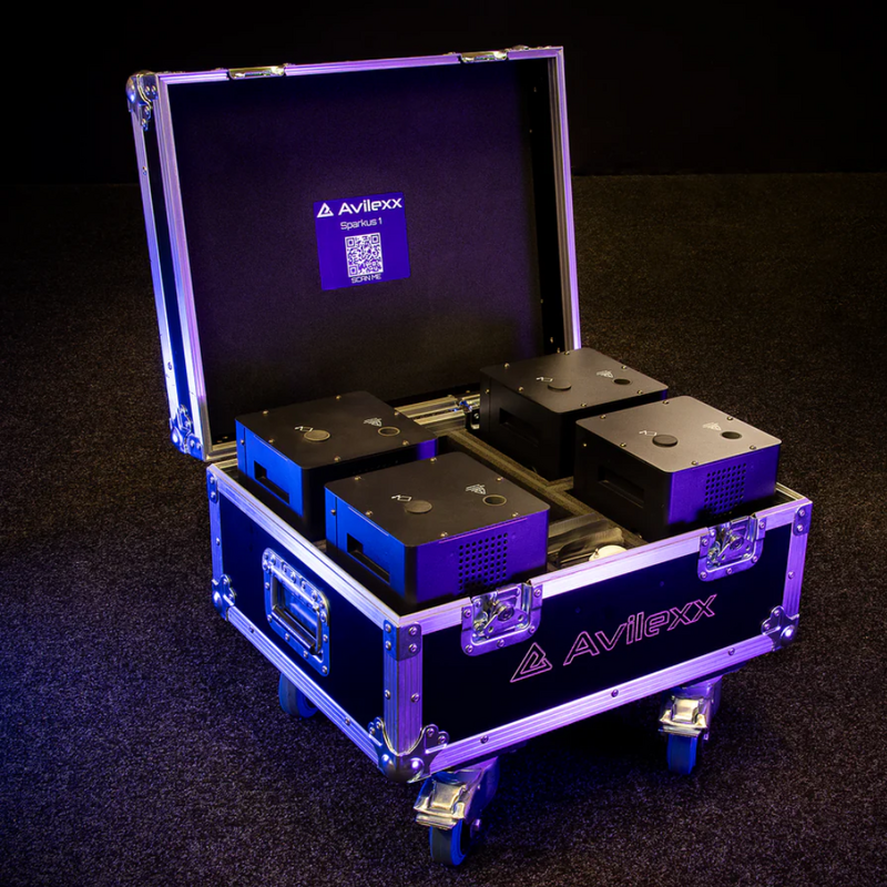 4x Sparkus 1 Sparkular machine + flightcase set