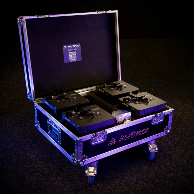 4x Sparkus 5 Sparkular machine + flightcase set