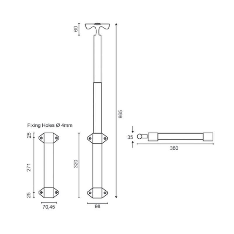 Enkelstangs opbouw trolley handgreep