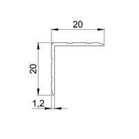 Aluminium hoekprofiel 20x20mm 1,5mm dik