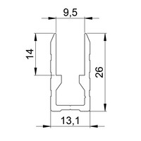 Aluminium U-profiel 9,5mm met tunnel
