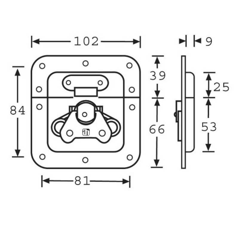 17213 Medium inbouw vlinderslot 9mm diep