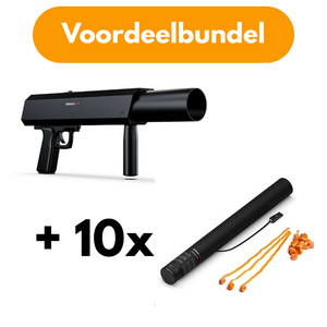 MagicFX Deejay Shotgun confettishooter + 10x Electric Streamer Cannon 50cm oranje