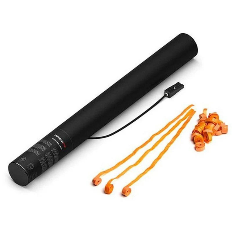 Deejay Shotgun confettishooter + 10x Electric Streamer Cannon 50cm oranje