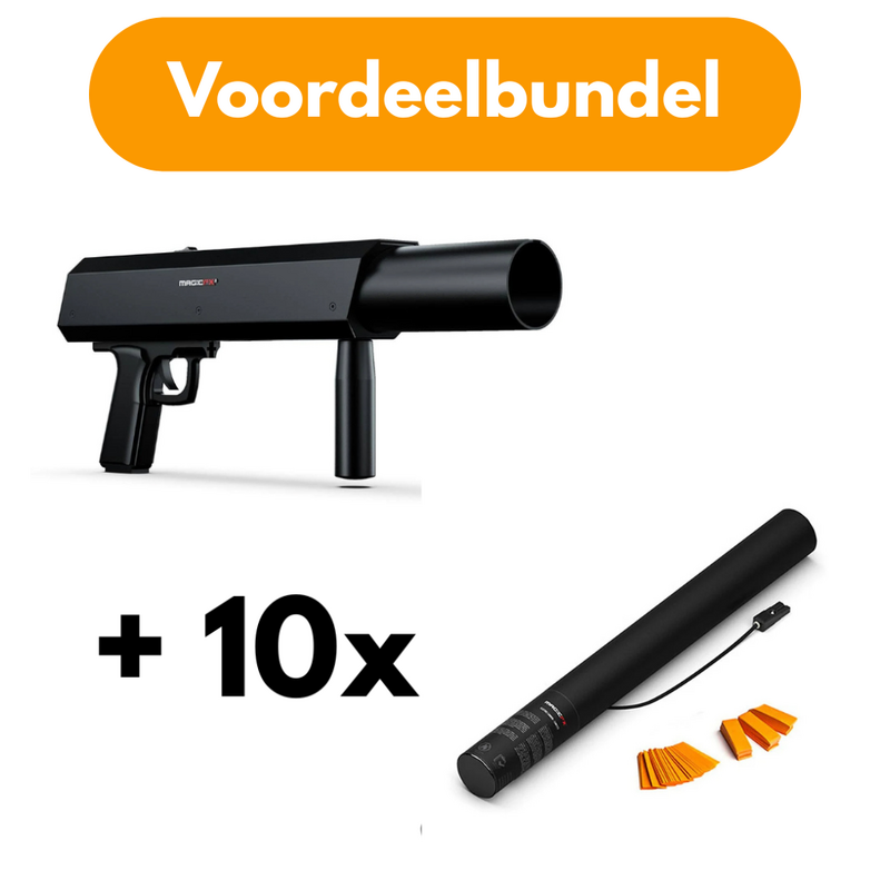Deejay Shotgun confettishooter + 10x Electric Confetti Cannon 50cm oranje