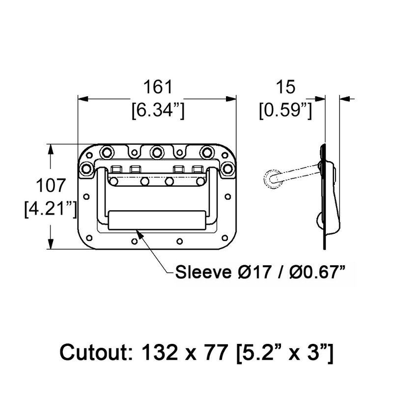 H7149Z Medium inbouwhandvat met dubbele veer zilver