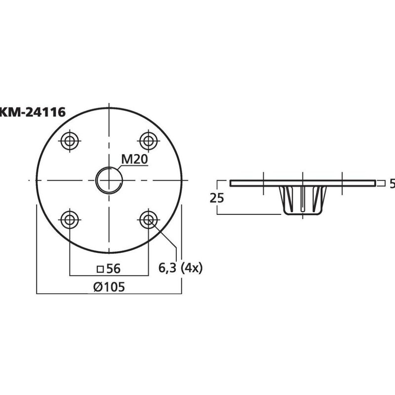 K&M 24116 inbouwflens met M20 schroefdraad 24116 inbouwflens met M20 schroefdraad