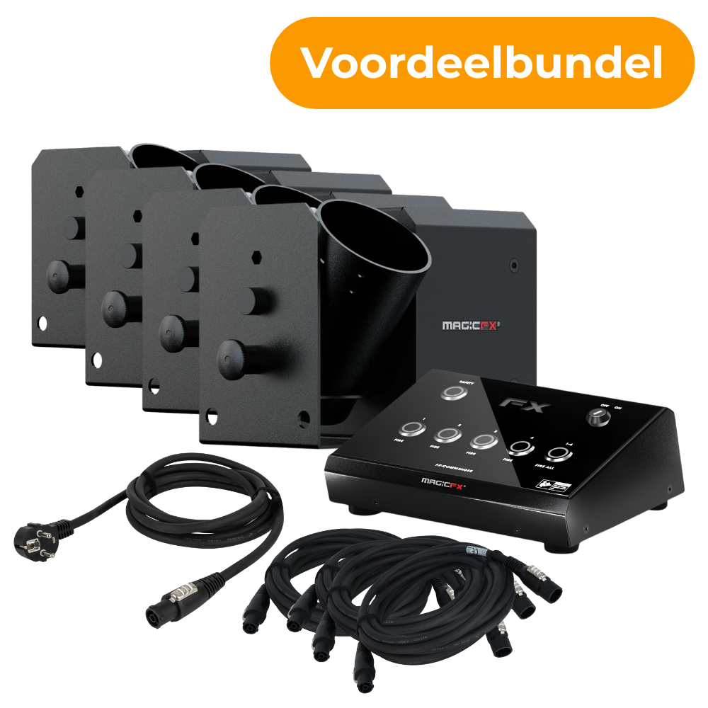 MagicFX FX Comm4nder + 4x Power Shot II + Kabels bundel