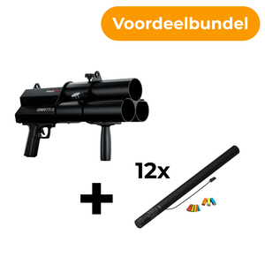 MagicFX Confetti Gun + 12x Electric Confetti Cannon 80cm multicolour bundel Confetti Gun + 12x Electric Confetti Cannon 80cm multicolour bundel