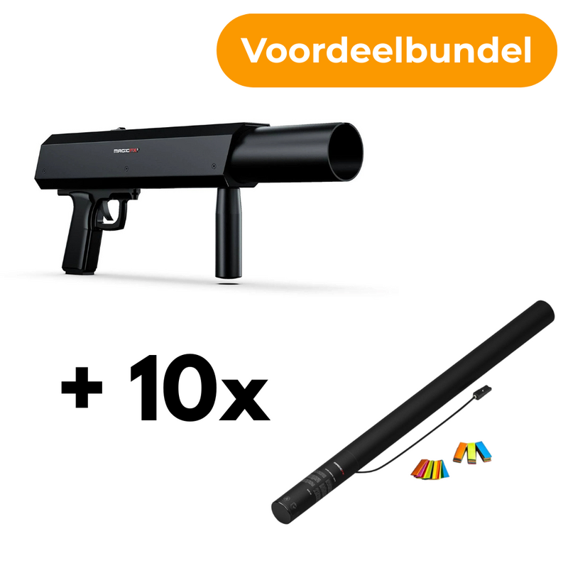 MagicFX Deejay Shotgun confettishooter + 10x Electric Confetti Cannon 80cm multicolour Deejay Shotgun confettishooter + 10x Electric Confetti Cannon 80cm multicolour