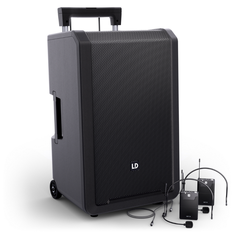 LD Systems ANNY 12 BPH2 B5/B6 mobiele accu speaker met 2 draadloze headsetmicrofoons ANNY 12 BPH2 B5/B6 mobiele accu speaker met 2 draadloze headsetmicrofoons