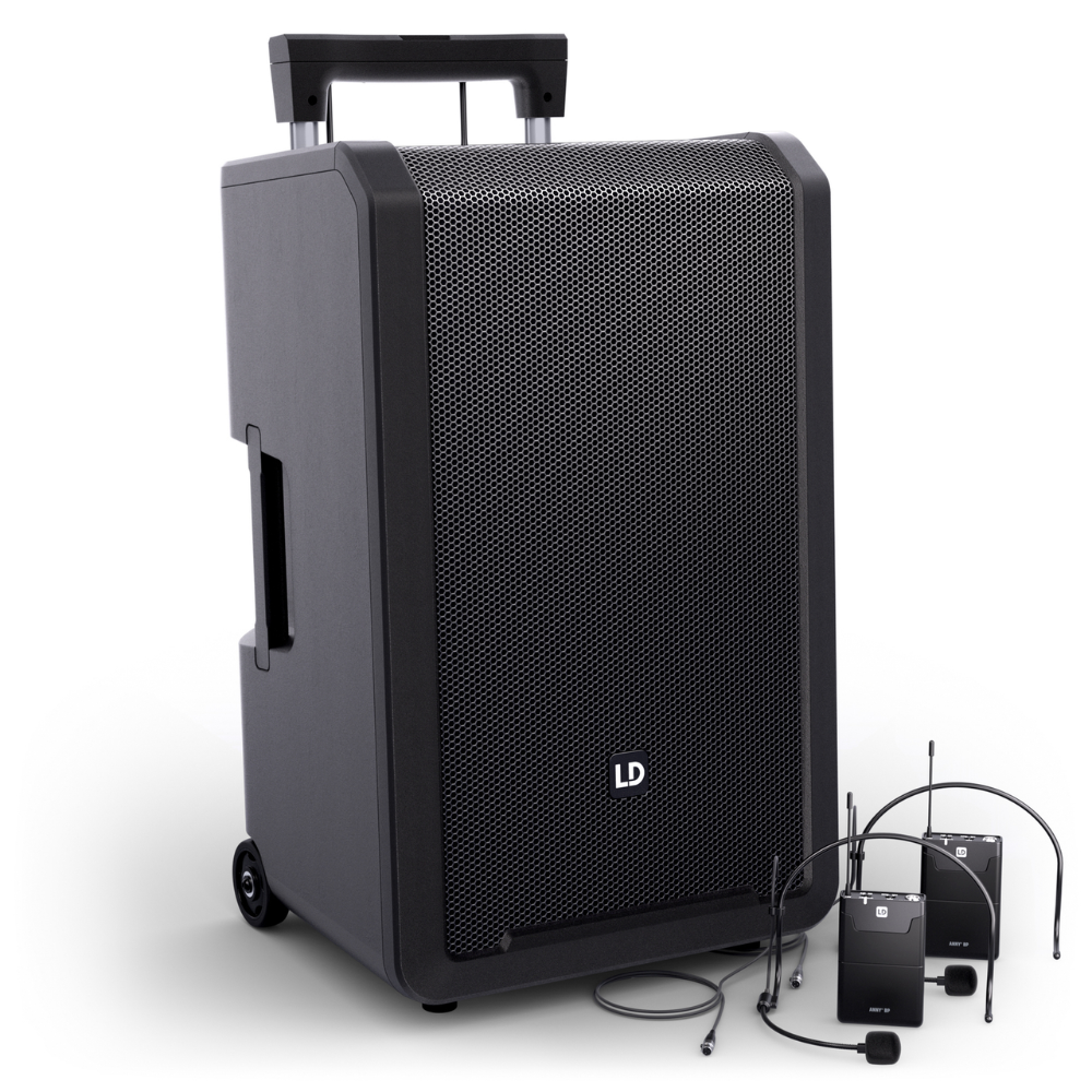 LD Systems ANNY 12 BPH2 B5/B6 mobiele accu speaker met 2 draadloze headsetmicrofoons