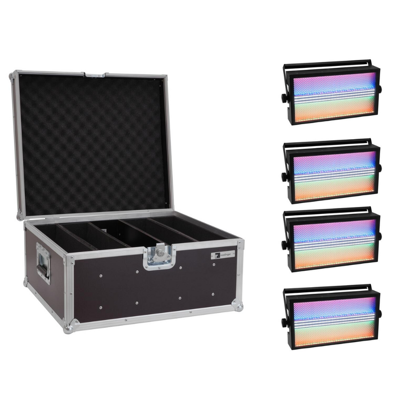 4x LED Super Strobe ABL Stroboscoop met flightcase set