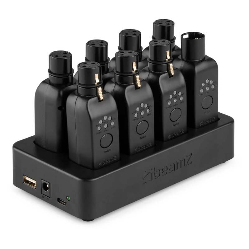 EazyLink Draadloze DMX set 7x WD1F ontvangers 1x WD1M zender & WCS1 oplaadstation