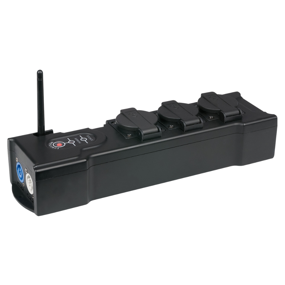Showgear PowerBOX 3 CRMX 3-weg verdeeldoos met LumenRadio DMX ontvanger