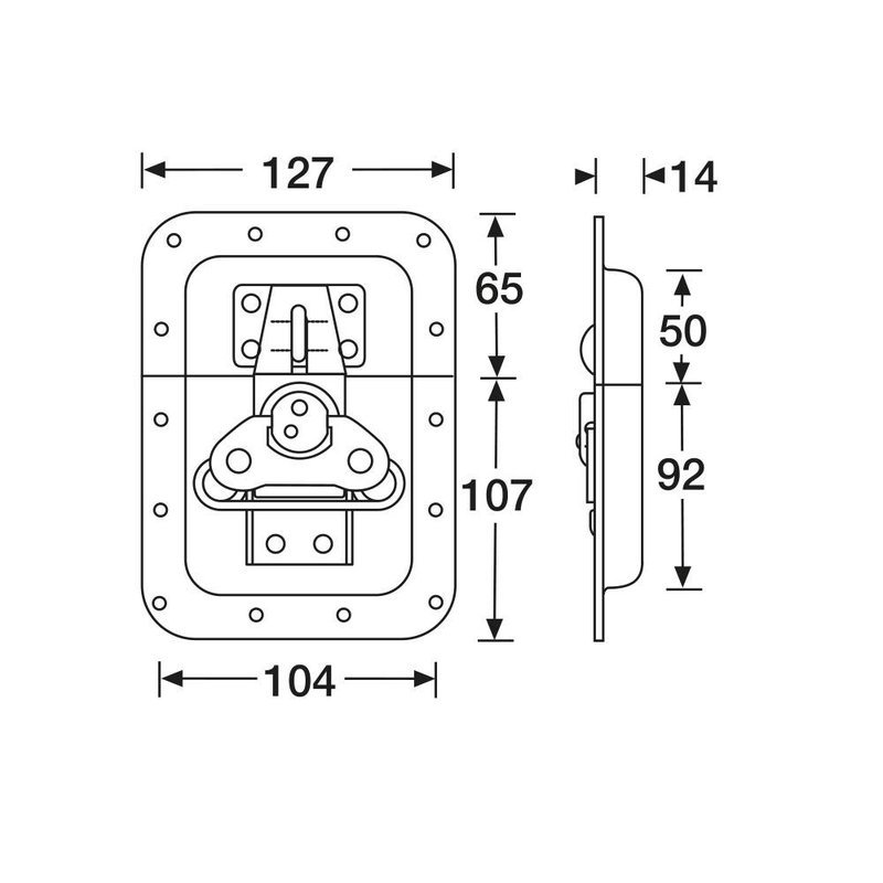 17256 Groot inbouw vlinderslot 14mm diep