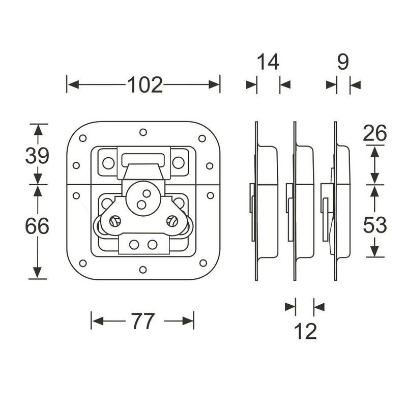 17281 Medium inbouw vlinderslot 12mm diep