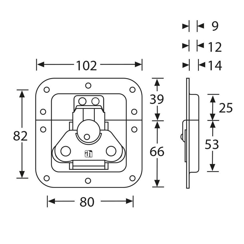 17295 Medium inbouw vlinderslot 9mm diep