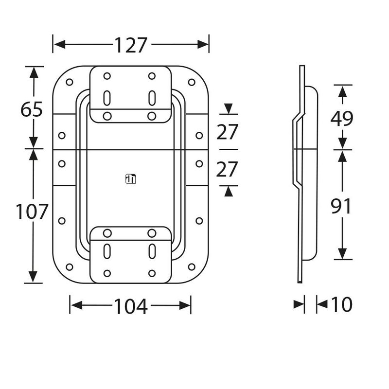 27083 Groot inbouw stopbeugel lang met verzet