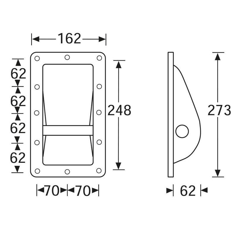 34001 Groot inbouw rechthoek handvat