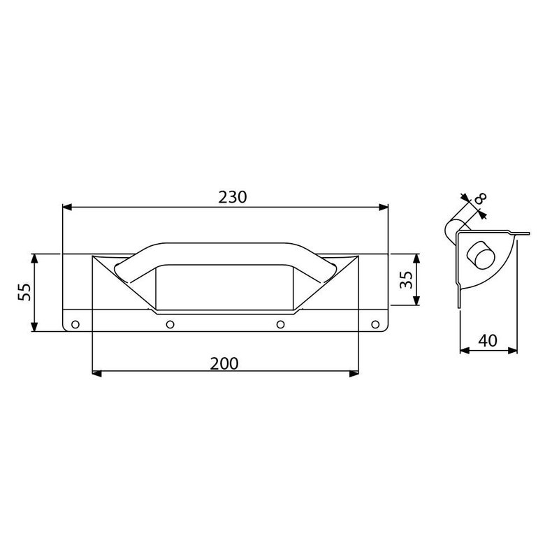 34041 Hoek inbouw handvat