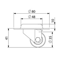 37041 Inbouw flightcase zwenkwiel heavy duty