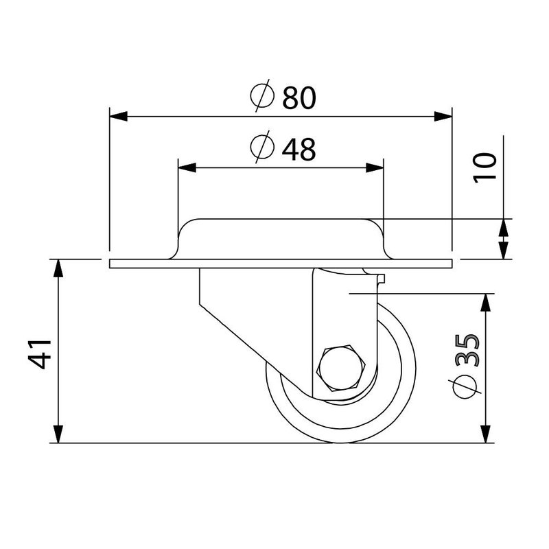 37042 Inbouw flightcase zwenkwiel
