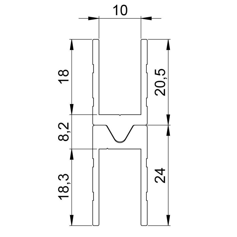 Aluminium 10mm sluitprofiel vrouw