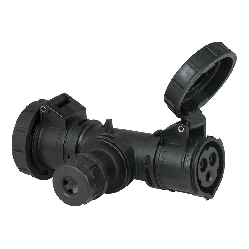 CEE 3-polig 16A T-connect stroomverdeler met wartel IP67