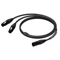 PRA736/1.5 verloopkabel 1x XLR male naar 2x XLR female met Neutrik-pluggen 1,5m