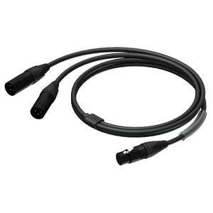 Procab PRA735/1.5 verloopkabel 1x XLR female naar 2x XLR male met Neutrik-pluggen 1,5m