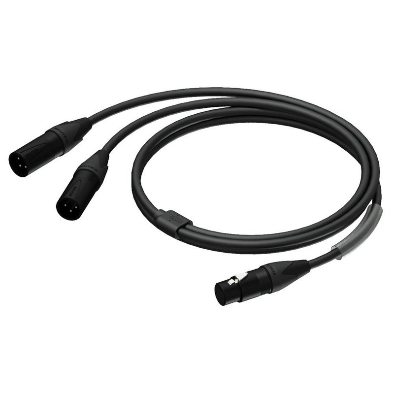 PRA735/1.5 verloopkabel 1x XLR female naar 2x XLR male met Neutrik-pluggen 1,5m