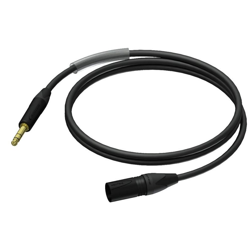 PRA724/3 verloopkabel 1x stereo jack naar 1x XLR male met Neutrik-pluggen 3m