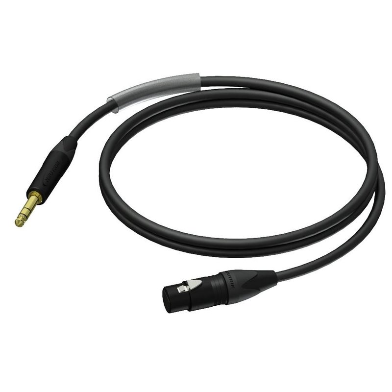 PRA723/1.5 verloopkabel 1x stereo jack naar 1x XLR female met Neutrik-pluggen 1,5m