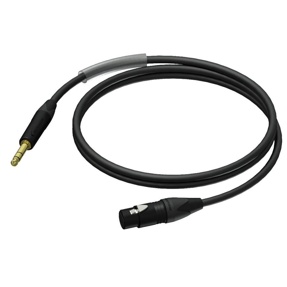 Procab PRA723/1.5 verloopkabel 1x stereo jack naar 1x XLR female met Neutrik-pluggen 1,5m afbeelding
