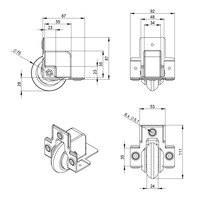 37551S Inbouw flightcase wiel