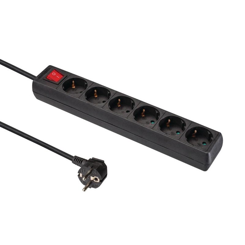 6-weg stekkerdoos 1,5 m zwart