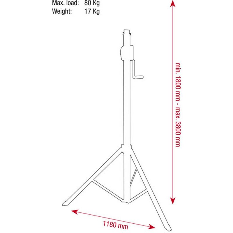ST-3800B wind-up statief tot 3,8m en 80kg
